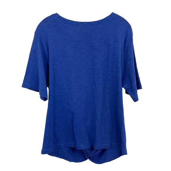 Lisa Todd Blue T-Shirt Solid Twist Front Short Sleeve Crew Neck Casual Medium - Picture 2 of 6